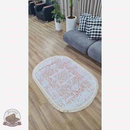 جنس فرشینه مُدرن کِرم مخمل استُپ دار (ابعاد دلخواه) تولیدمیشهm196