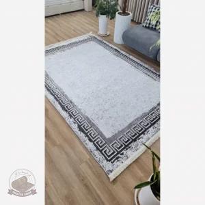 فرش خاکستری مدرن جنس مخمل استُپ دار (اصلا سُر نمیخوره)