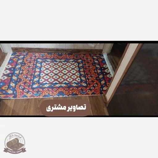 خرید فرش مخمل طرح سنتی استُپ دار (اصلا لیز نمیخوره) O117