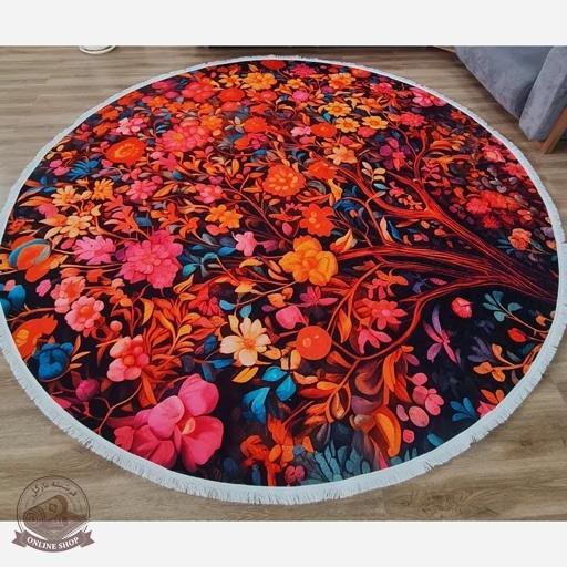 فرشینه مخمل مدرن دایره ای استُپ دار (اصلا لیز نمیخوره) a041