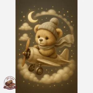 فرشینه کودک مخمل طرح خرس سفارشی استُپ دار (ابعاد دلخواه)