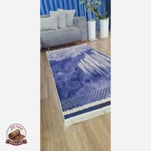 فرشینه سرمه ای مدرن جنس مخمل تُرک استُپ دار ابعاد دلخواه
