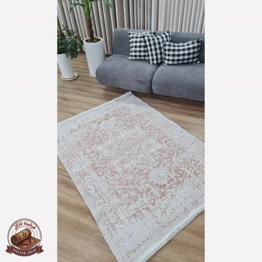 جزئیات فرشینه مُدرن کِرم مخمل استُپ دار (ابعاد دلخواه) تولیدمیشهm196