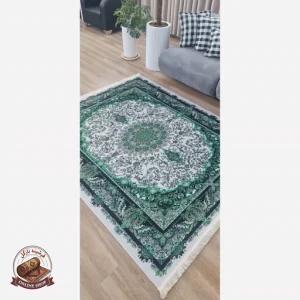 فرشینه سبز جنس مخمل مدرن استُپ دار (ابعاد دلخواه) h555