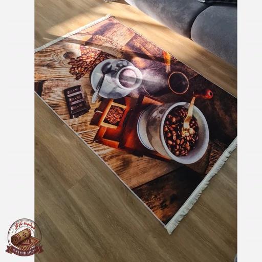 فرشینه مخمل طرح قهوه استُپ دار (اصلا سُر نمیخوره) 046