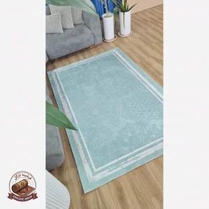 فرشینه آبی کم رنگ جنس مخمل هازان تُرک استُپ دار(ابعاد سفارشی)