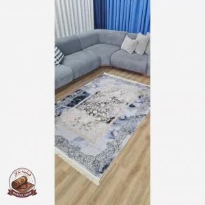 فرش طوسی سرمه ای مدرن جنس مخمل تُرک استُپ دار ابعاد دلخواه