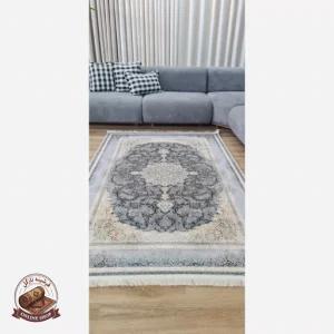 فرش طوسی مدرن جنس مخمل هازان تُرک استُپ دار (ضد سُر)