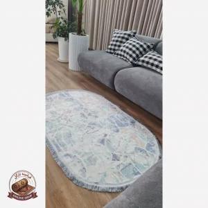 فرشینه مدرن بیضی و دایره ای جنس رویه مخمل هازان ترک q134