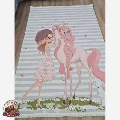 فرشینه مدرن مستطیل طرح دخترانه