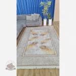 جنس فرشینه مخمل مدرن طرح پَر طلایی استُپ دار (ابعاد سفارشی) h406