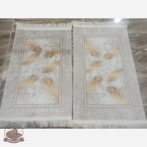 ابعاد فرشینه مخمل مدرن طرح پَر طلایی استُپ دار (ابعاد سفارشی) h406