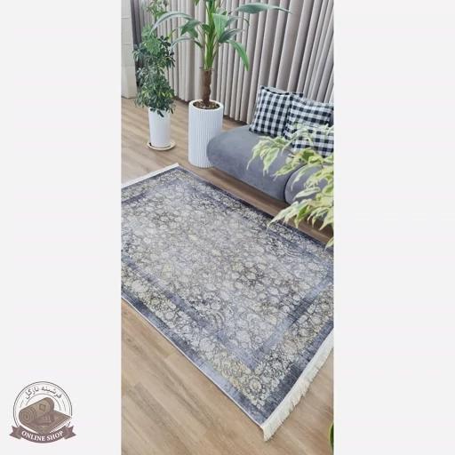 فرشینه طوسی افشان جنس مخمل هازان تُرک استُپ دارu58(ابعاد سفارشی)ضد سُر