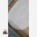 خرید فرشینه بیضی مخمل کرم کم رنگ استُپ دار (اصلا سُر نمیخوره) b26