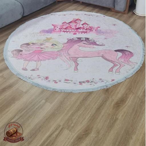 بهترین قیمت فرشینه مدرن دایره ای رویه مخمل هازان ترک 20250412