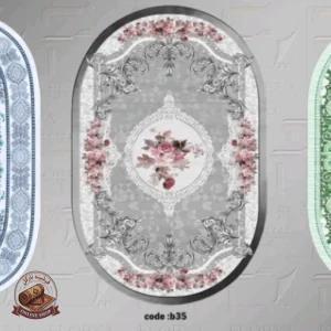 فرشینه بیضی مخمل سفارشی استُپ دار (لیز نمیخوره) b35