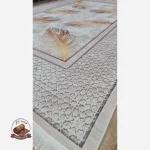 خرید فرشینه مخمل مدرن طرح پَر طلایی استُپ دار (ابعاد سفارشی) h406