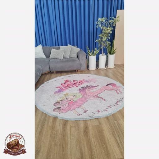 خرید فرشینه مدرن دایره ای رویه مخمل هازان ترک 20250412