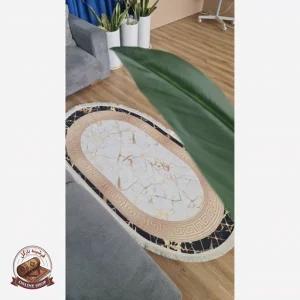 فرشینه بیضی مدرن طرح جدید جنس رویه مخمل هازان ترک