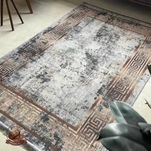 فرش طوسی مدرن جنس مخمل تُرک استُپ دار (ضد سر) h467