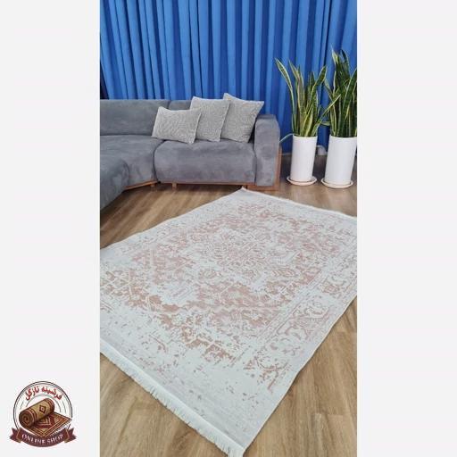 زاویه دید فرشینه مُدرن کِرم مخمل استُپ دار (ابعاد دلخواه) تولیدمیشهm196