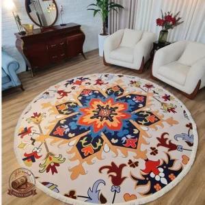 فرشینه مدرن جنس مخمل دایره ای استُپ دار d174 (سفارشی)