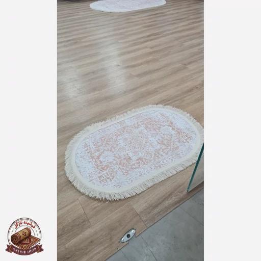 نحوه استفاده فرشینه مُدرن کِرم مخمل استُپ دار (ابعاد دلخواه) تولیدمیشهm196