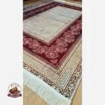 بهترین قیمت فرش زمینه کِرم قرمز مدرن جنس مخمل تُرک استُپ دار ابعاد سفارشی