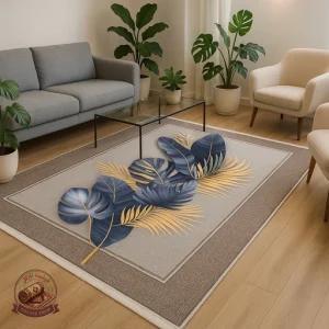 فرشینه مخمل مدرن طرح پَر زیره کار استُپ دار h321