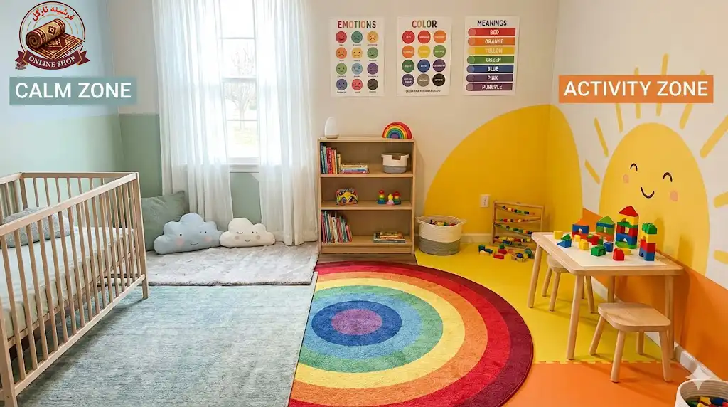 انتخاب طرح؛ روانشناسی رنگ‌ها در اتاق کودک، فرشینه نازگل