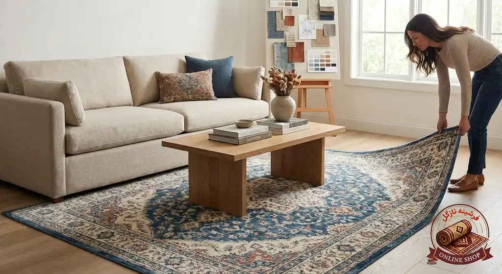 راهنمای ست کردن روفرشی با دکوراسیون، فرشینه نازگل