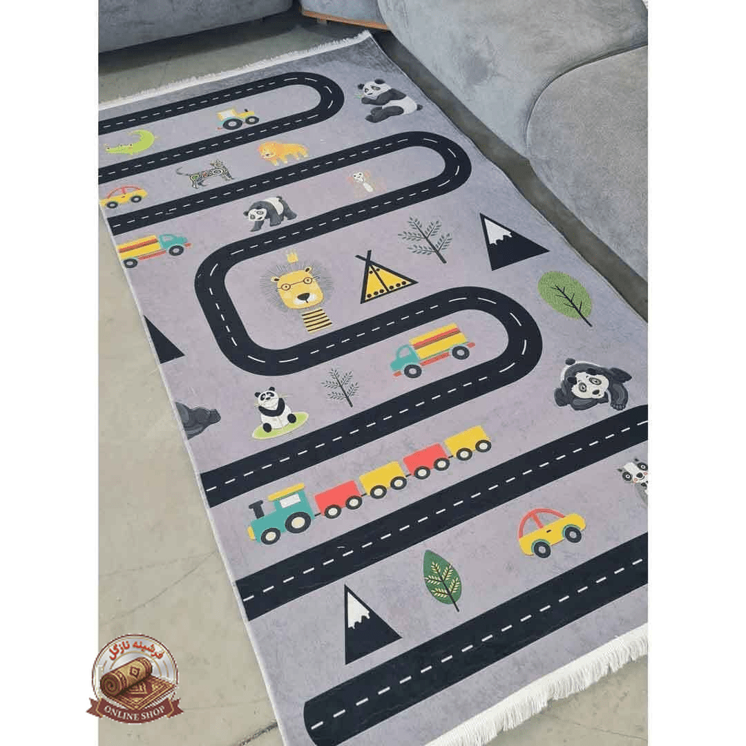 Children's rug with road design, available in different sizes
