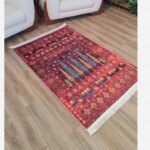 فرشینه قرمز طرح درخت مخمل تُرک  ضدلغزش (ابعاد دلخواه) L293