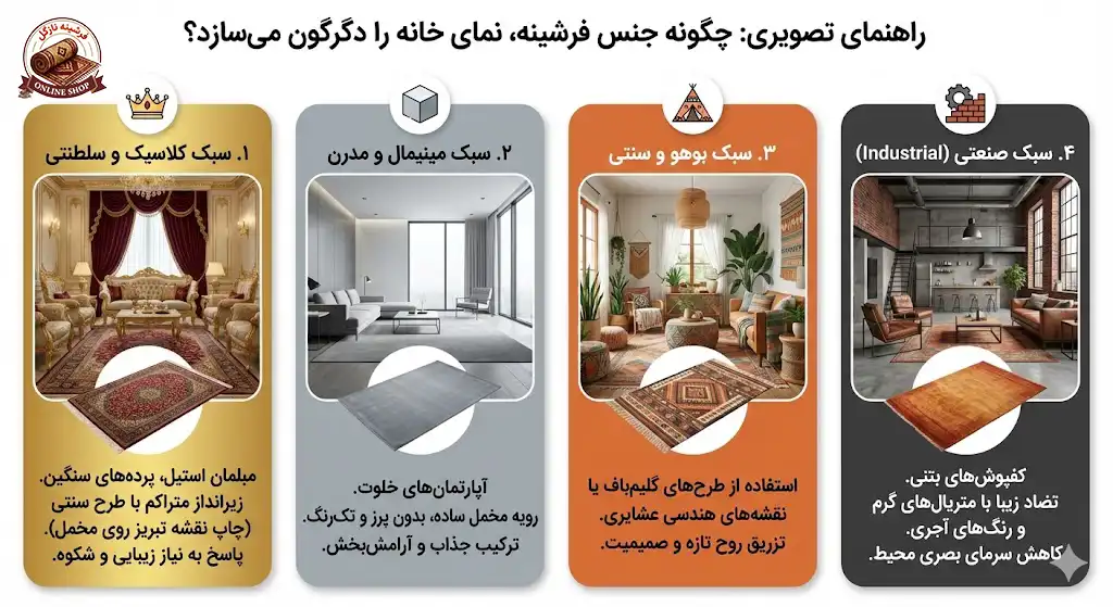 تطابق جنس کالا با سبک‌های مختلف معماری، فرشینه نازگل