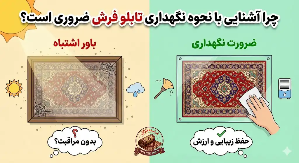 چرا آشنایی با نحوه نگهداری تابلو فرش ضروری است، فرشینه نازگل