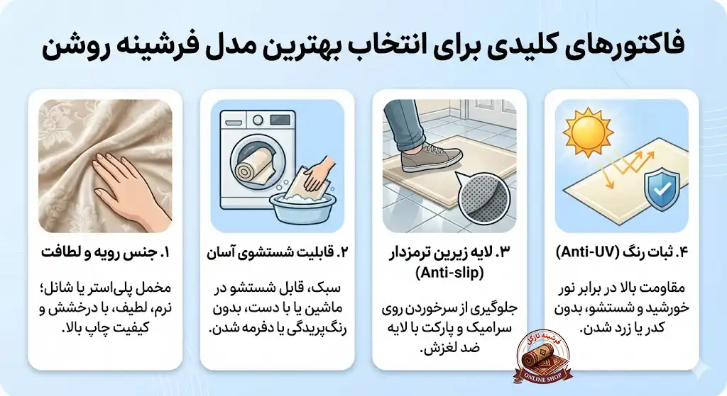 فاکتورهای کلیدی برای انتخاب بهترین مدل فرشینه روشن، فرشینه نازگل