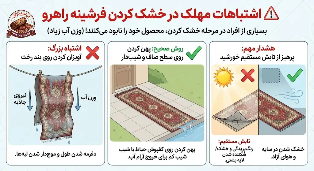 اشتباهات مهلک در خشک کردن فرشینه راهرو، فرشینه نازگل
