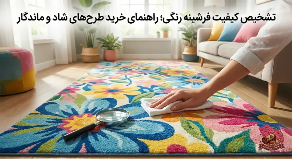 تشخیص کیفیت فرشینه رنگی؛ راهنمای خرید طرح‌های شاد و ماندگار، فرشینه نازگل