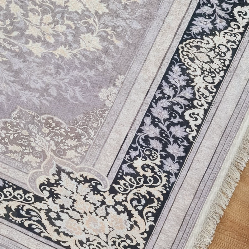 فرشینه طوسی مدرن جنس مخمل هازان تُرک استُپ دار(ابعاد دلخواه)ضد لغزش کد u13 - تصویر 5
