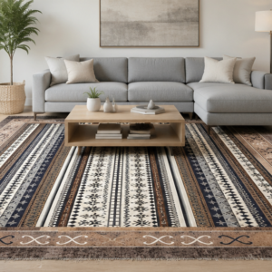 فرشینه مدرن قهوه ای مخمل رویه نرم و لطیف کد h429