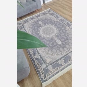 فرشینه مخمل ترک طرح طوسی تیره افشان کد U18