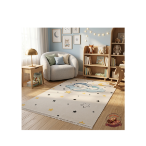 فرشینه اتاق کودک جنس مخمل ترک طرح خرس ضد لغزش ( نرم و لطیف) کد c110