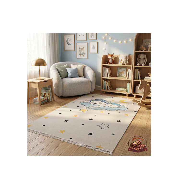 فرشینه اتاق کودک جنس مخمل ترک طرح خرس ضد لغزش ( نرم و لطیف) کد c110