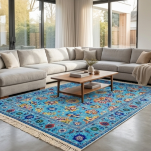 فرشینه مخمل افشان آبی فیروزه ای A043 (پس کرایه)