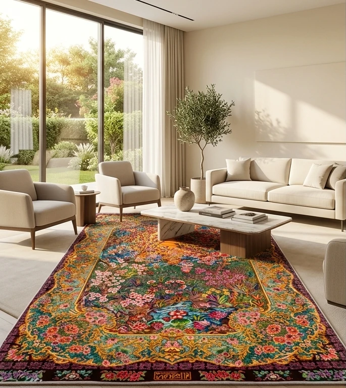 فرشینه مخمل ترک طرح ابریشمی A034 - تصویر 4