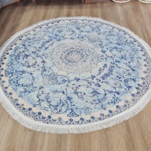 فرشینه مخمل گرد رنگ آبی کد C23