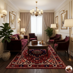 فرشینه مخمل ترک طرح سنتی زرشکی U105