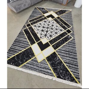 فرشینه مخمل طوسی مشکی مدرن کد h169