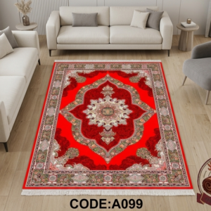فرشینه مخمل طرح ابریشم طرح لچک ترنج رنگ قرمز کد A099