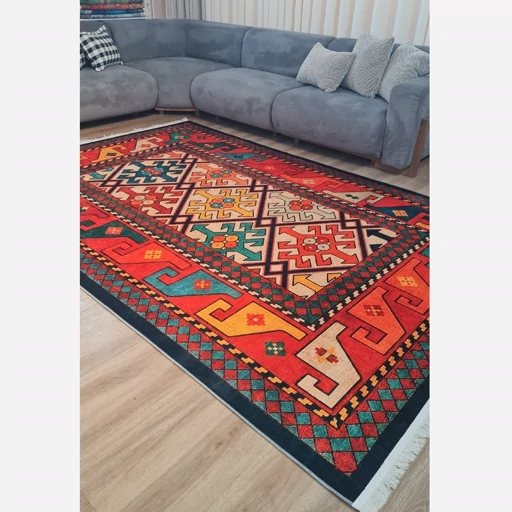 فرشینه مخمل طرح ابریشم گلیم و گبه کد A052 - تصویر 5